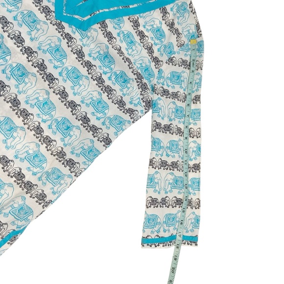 Crown & Ivy Beach Elephant Print Tunic Coverup White Blue & Black Size Small - Picture 8 of 10